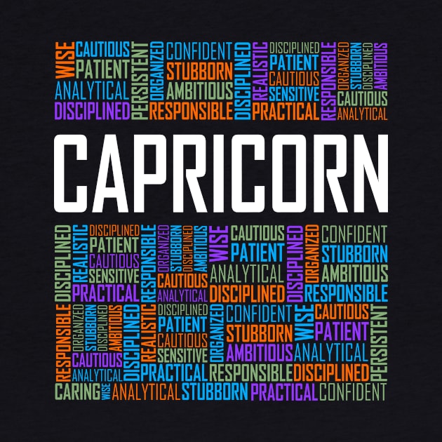 Capricorn Zodiac Words by LetsBeginDesigns